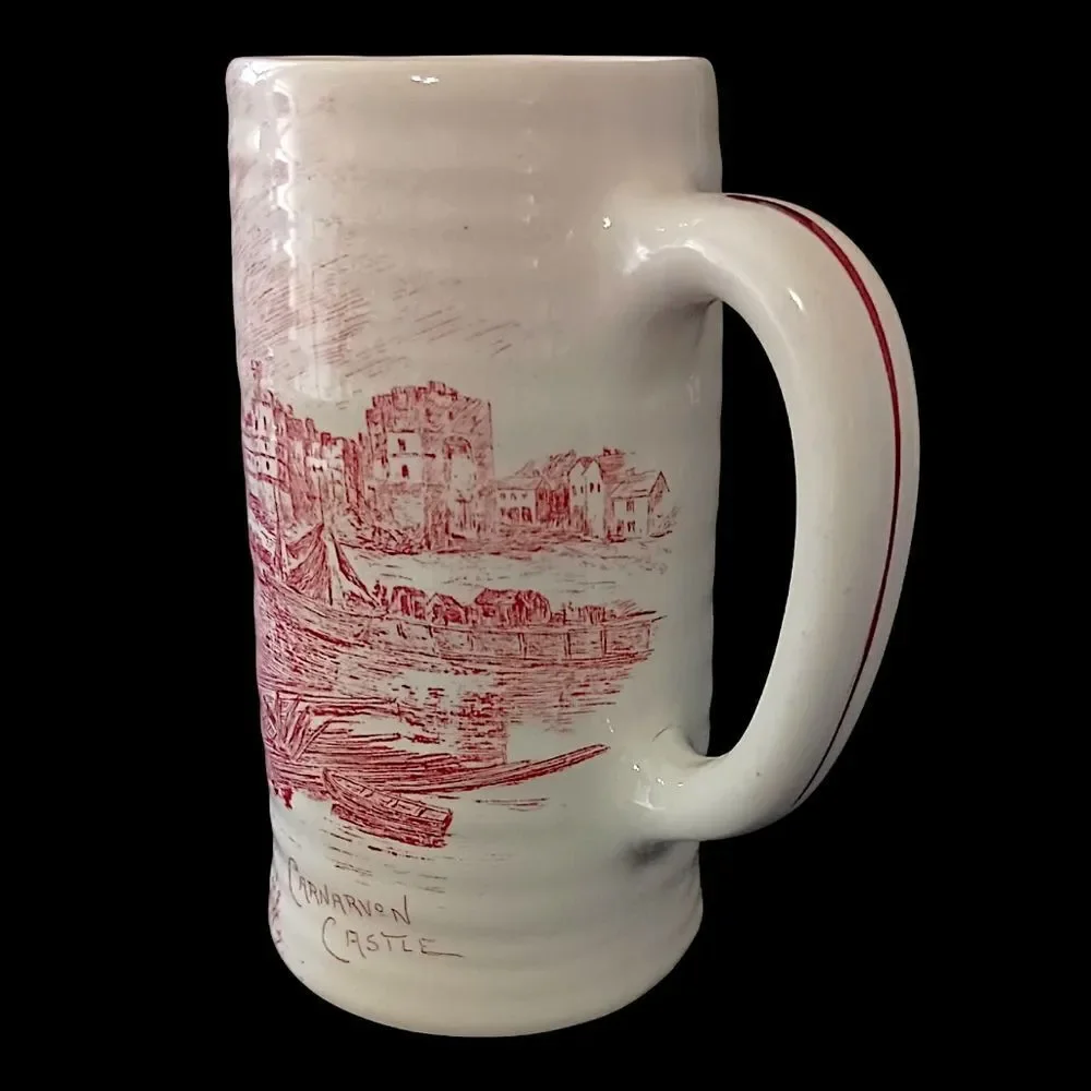 Royal Staffordshire Wilkinson‎ Tankard Stein Mug ANTIQUE Carnarvon Castle Red.